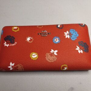 Coach Carmine Red Floral Wallet Cottagecore Grandmacore